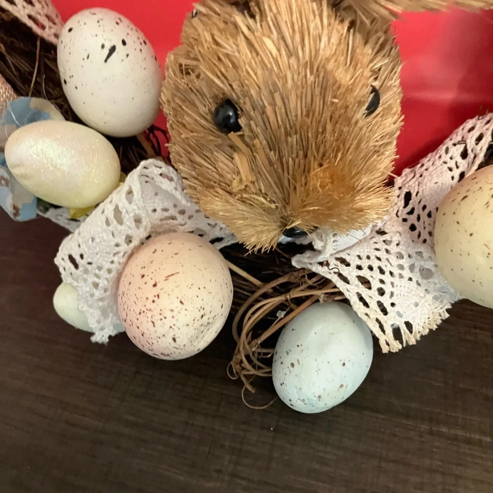 Easter Bunny Wreath with Pastel Eggs